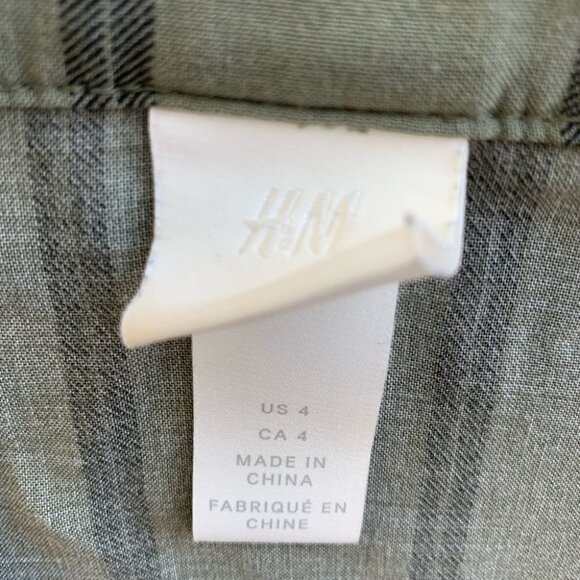 H&M Tunic beach shirt striped dress green olive size 4 woman’s - Picture 6 of 12